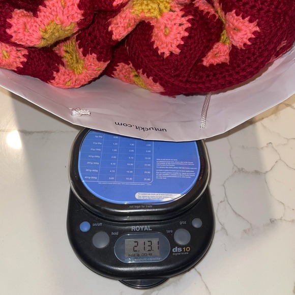Handmade Crochet Granny Square Blanket Red Pink Yellow Throw Afghan Boho Cottage - Picture 3 of 3